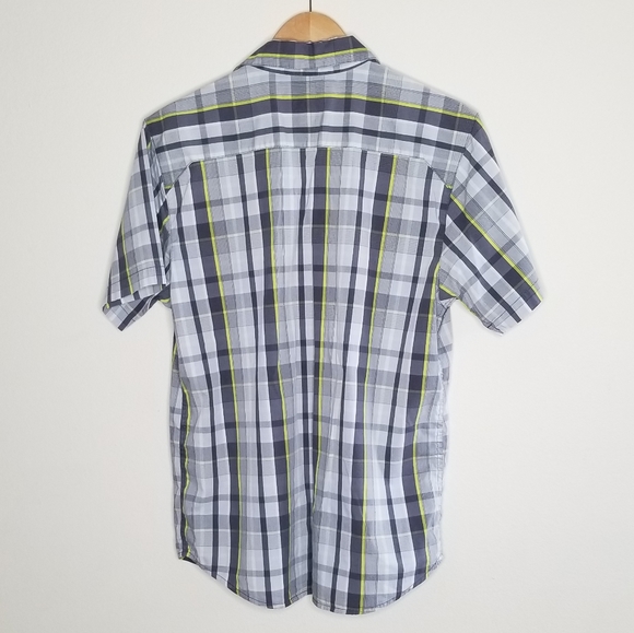 Columbia Men's Plaid Gray Yellow Button Shirt Sz S - Picture 2 of 7